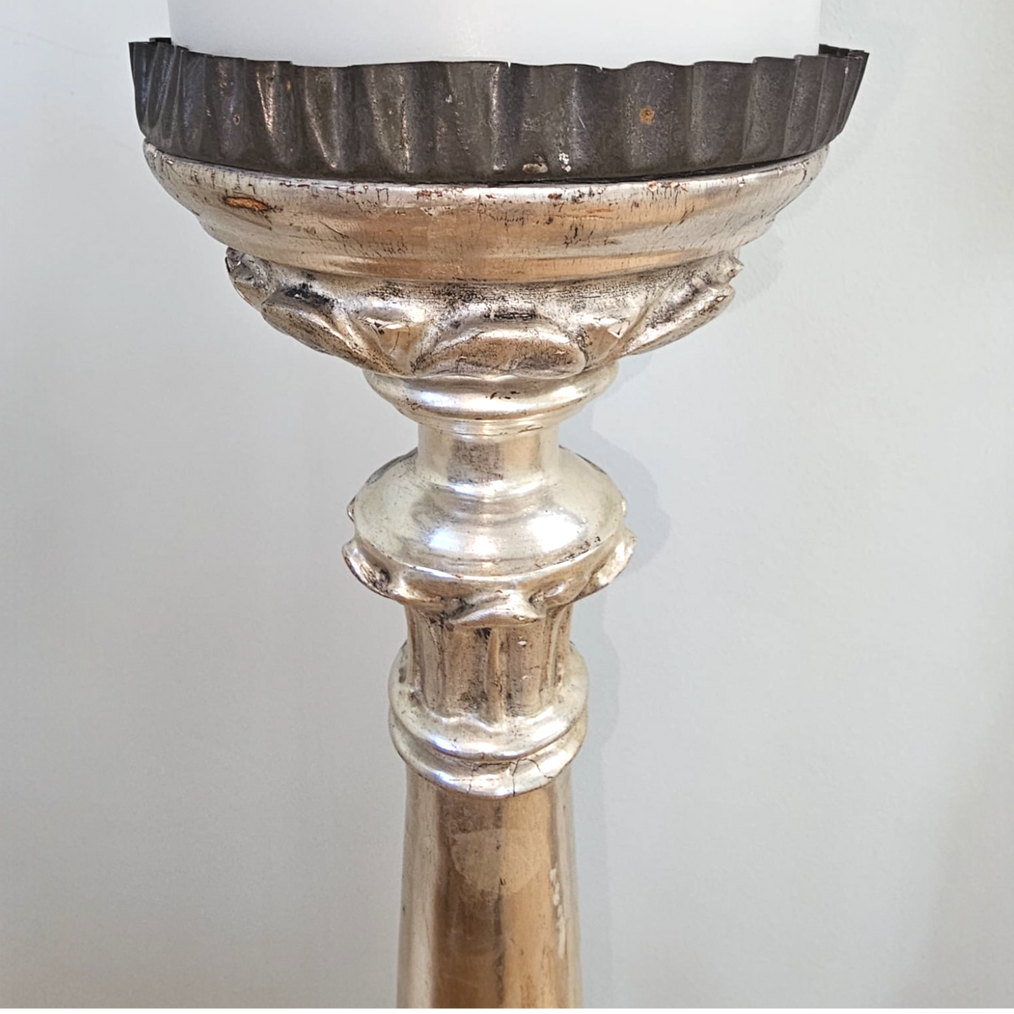 Pair of Early Silver Gilt Italian Candlesticks