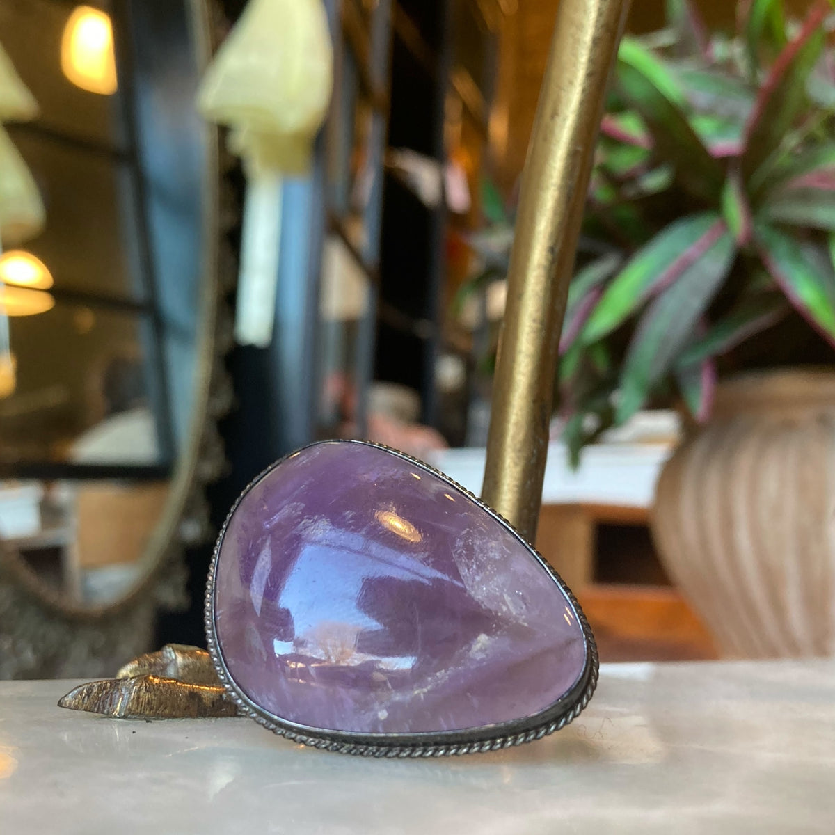 Silver Amethyst Brooch