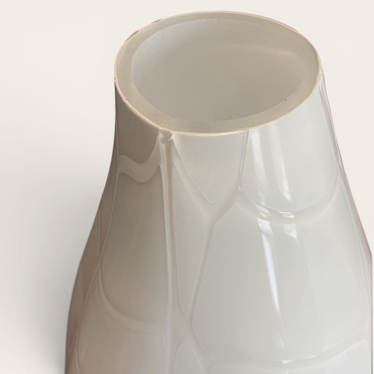 Tall Murano White Glass Vase