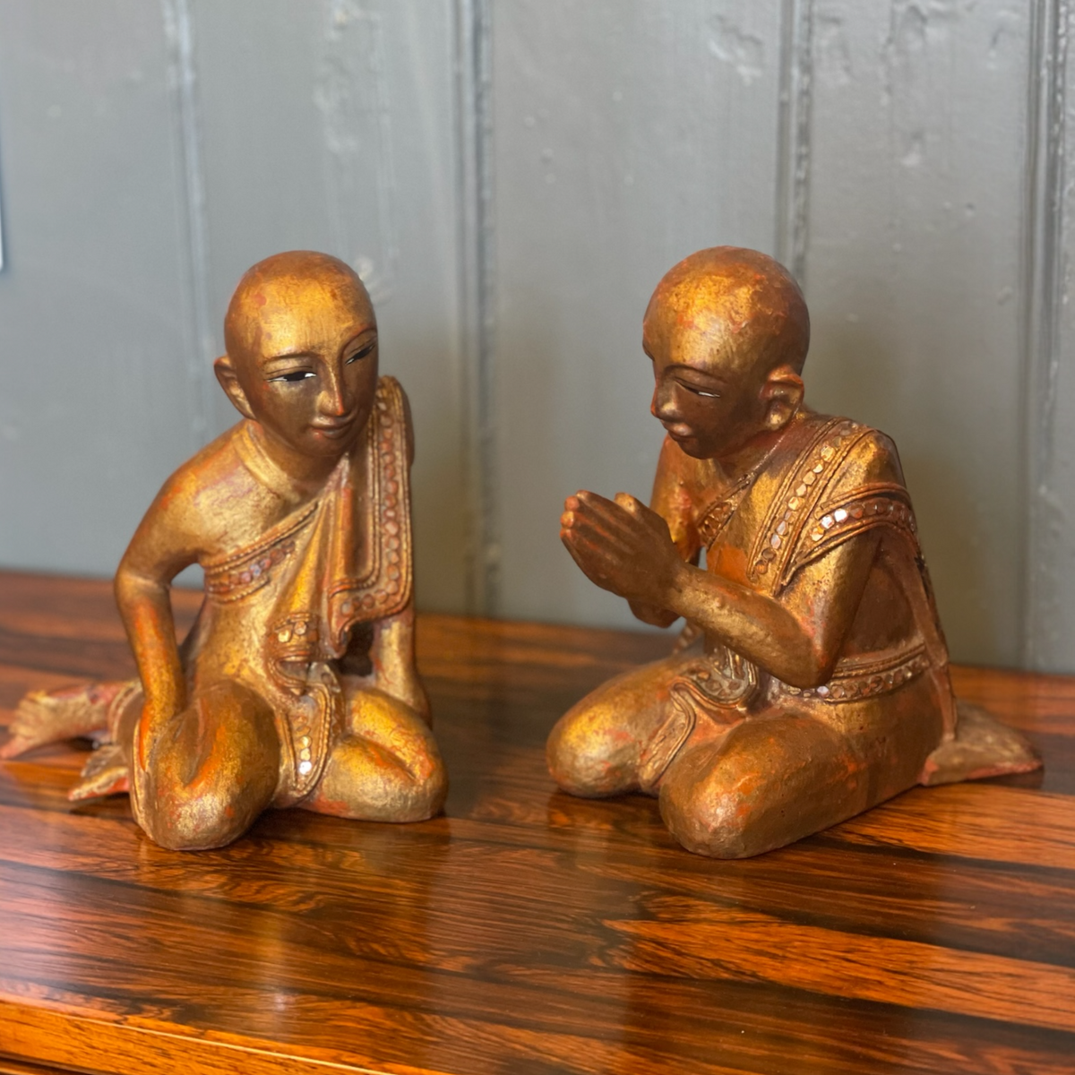 Antique Burmese Wooden Monks
