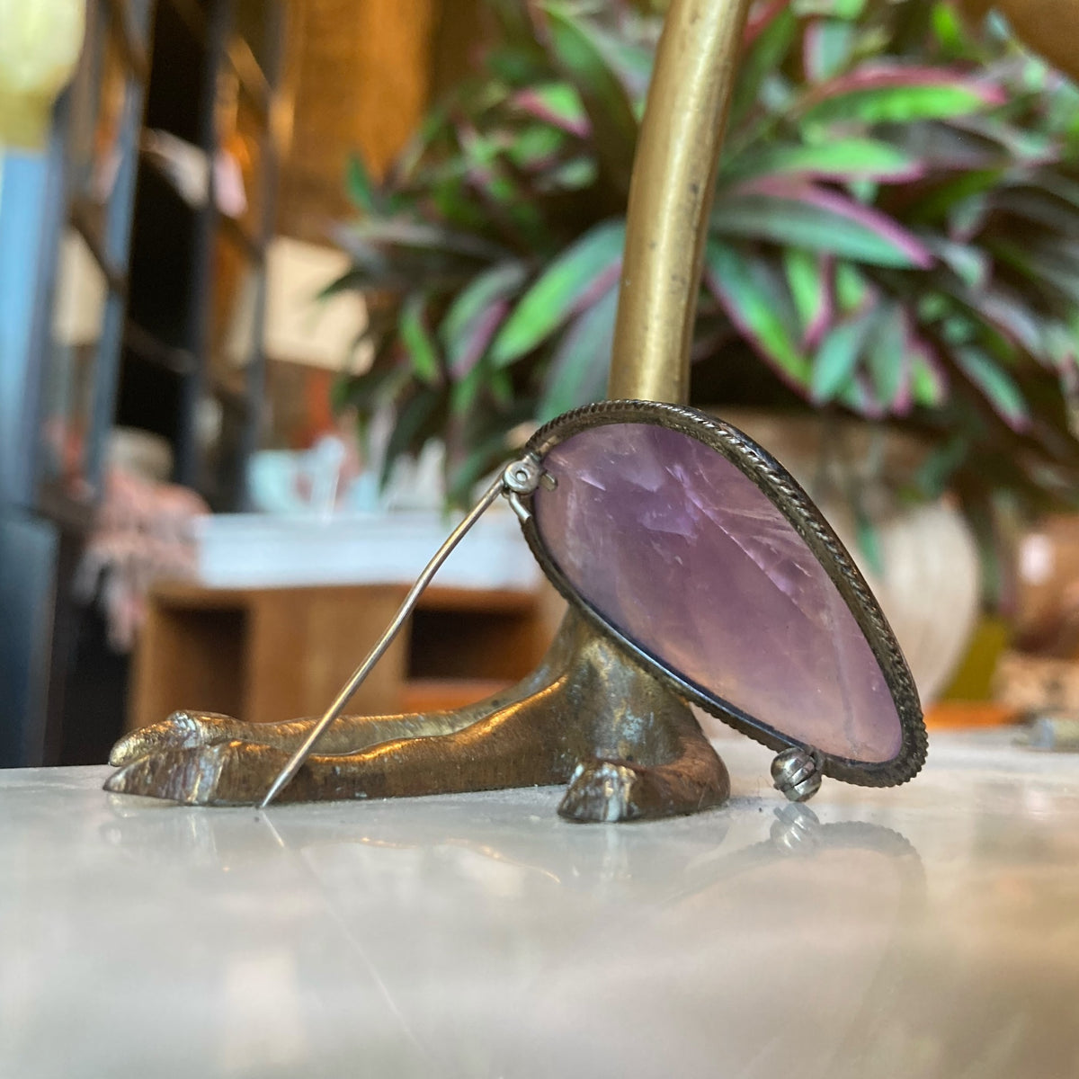 Silver Amethyst Brooch