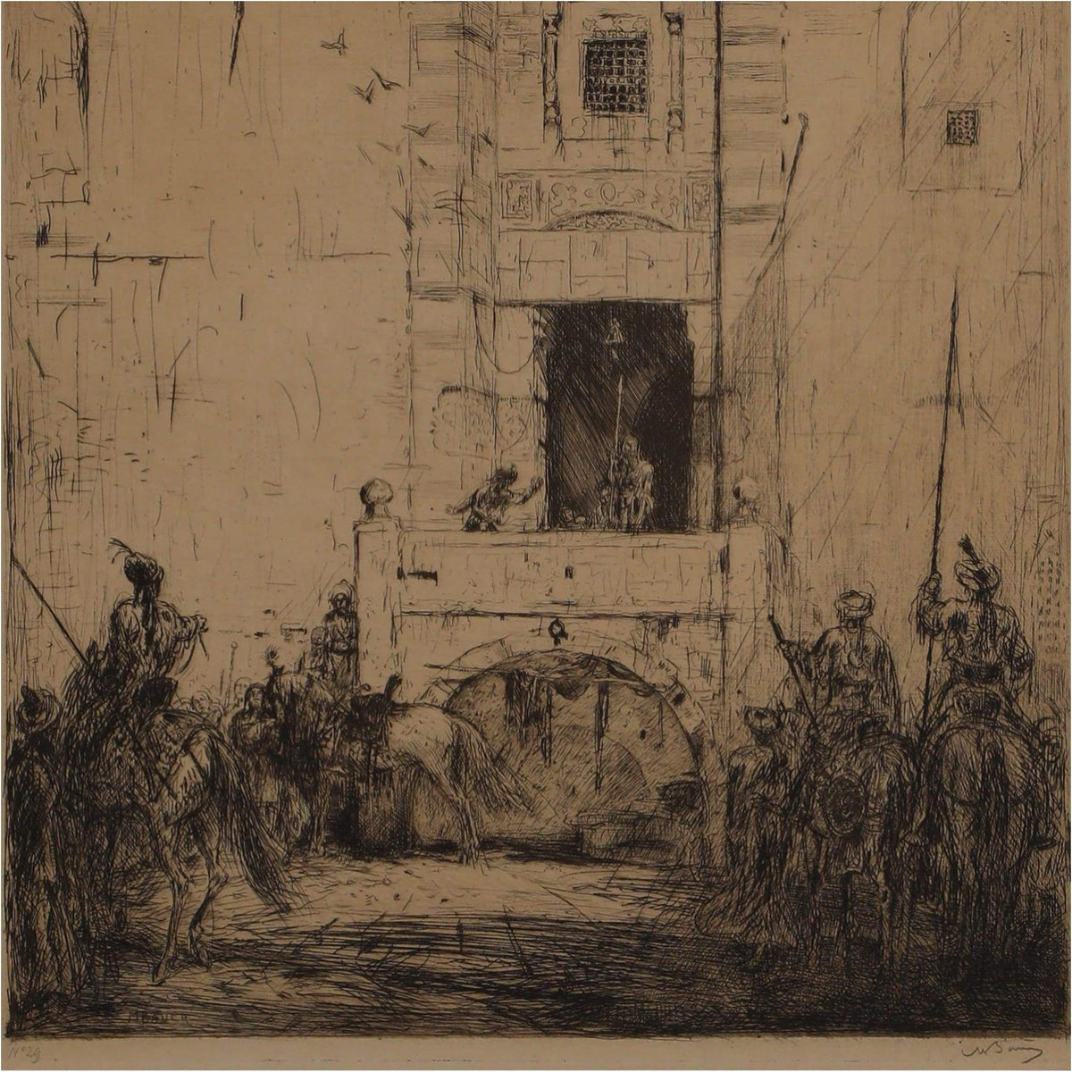 Art - Marius Bauer, Cavalcade In Front Of A Mosque