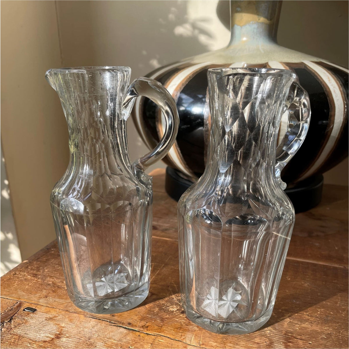 Cut Glass Small Water Jugs - Glass