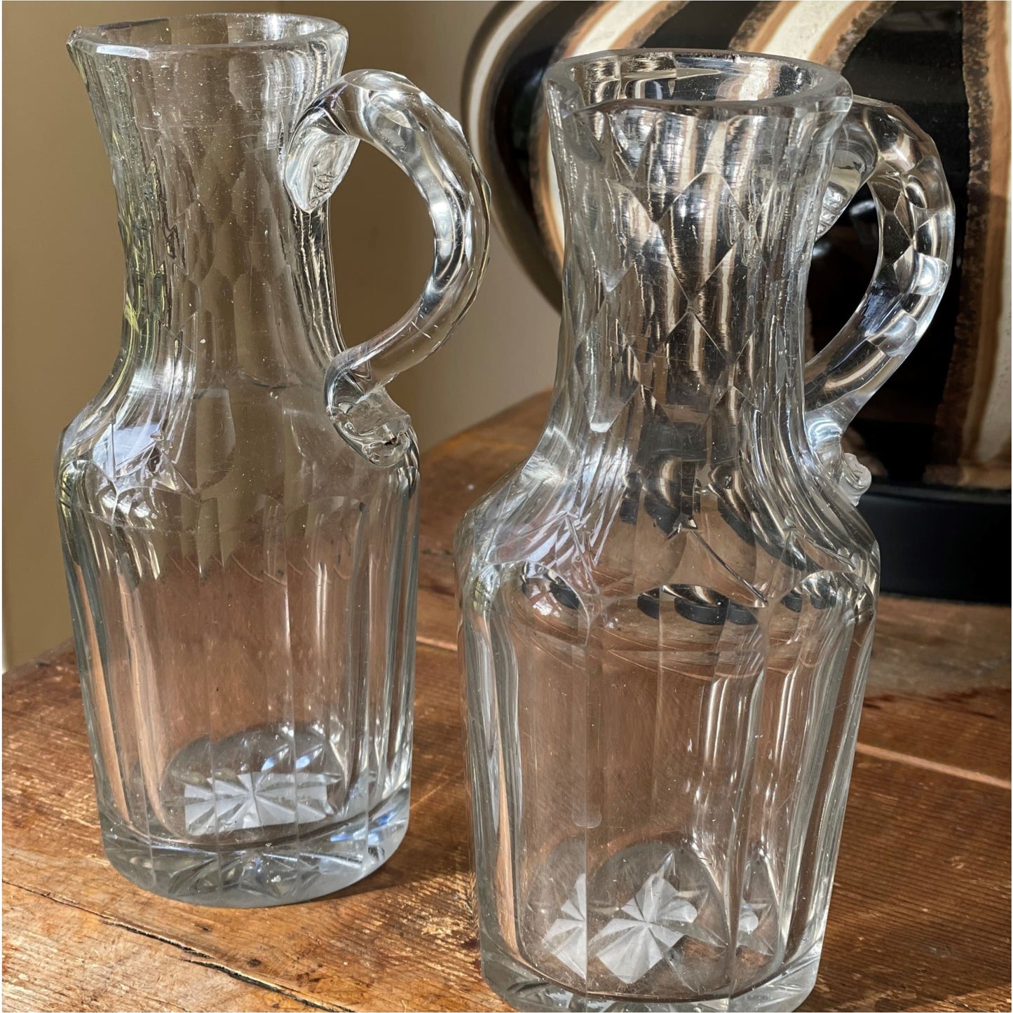 Cut Glass Small Water Jugs - Glass