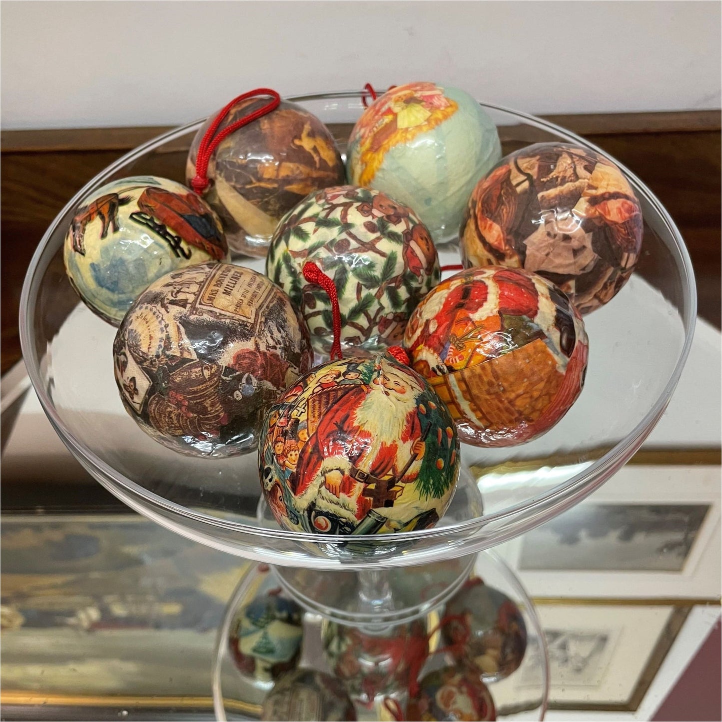 Vintage Decoupage Baubles - Christmas