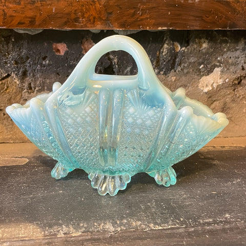 Turquoise Pressed Glass Bowl