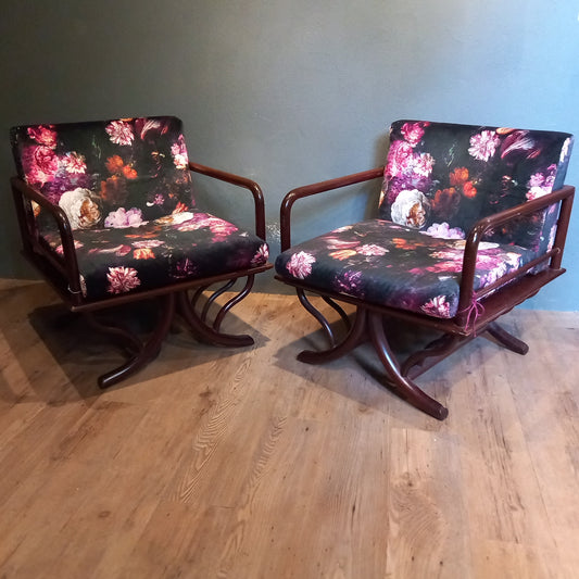 Mid Century X frame Armchairs