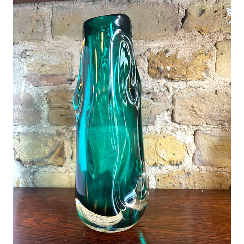 Midcentury Green Glass Vase