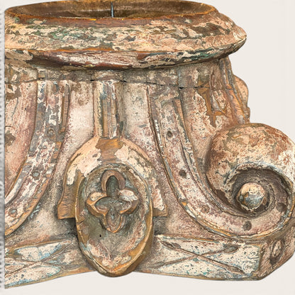 Indian Carved Pillar Candle Holder