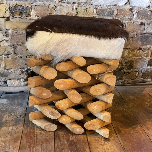 Wood And Hide Stool