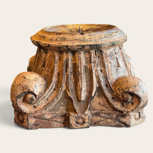 Indian Carved Pillar Candle Holder