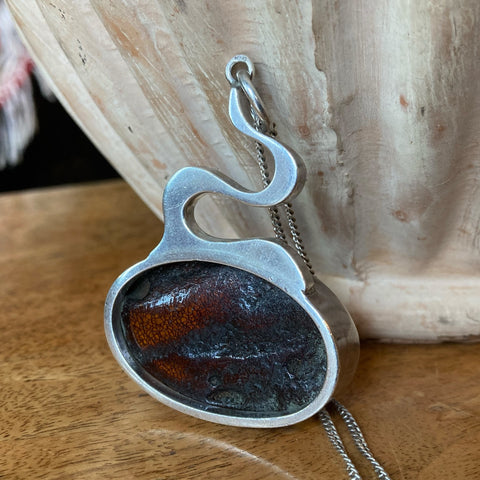 Amber And Silver Necklace