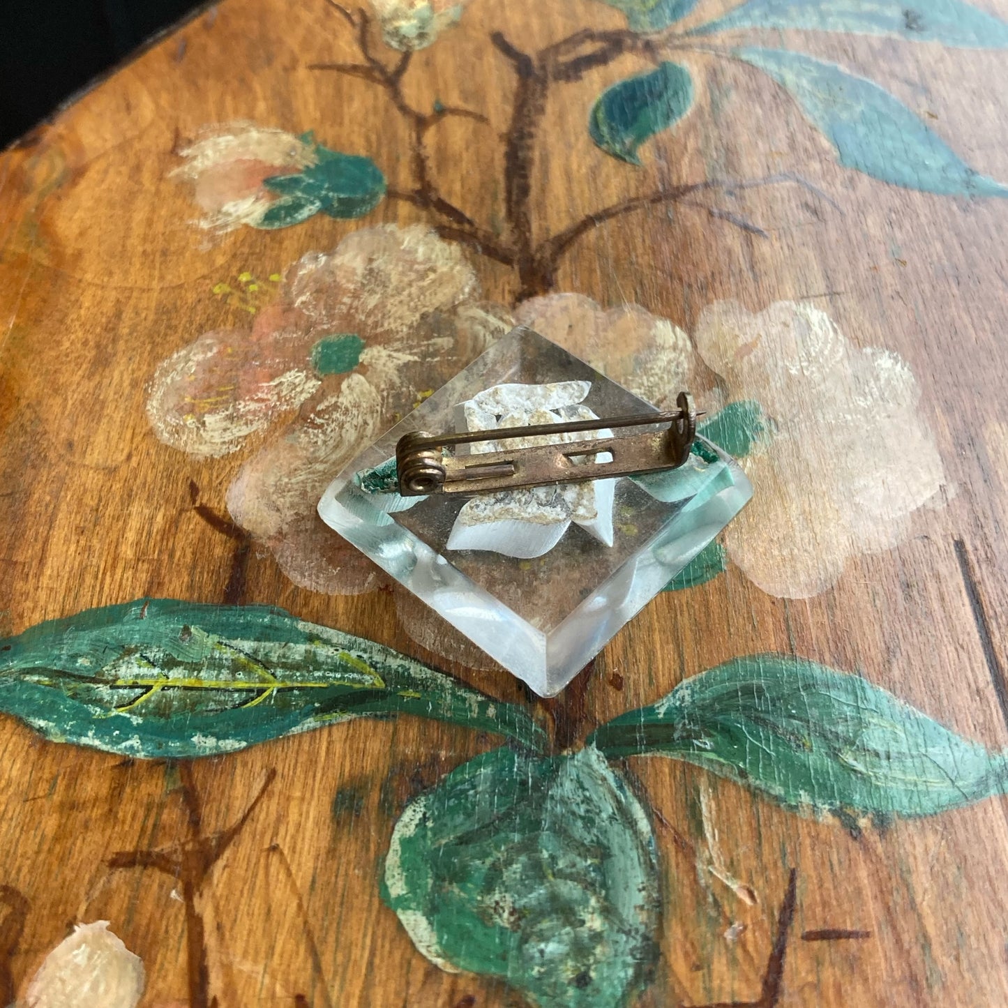 Reverse Carved Lucite Brooch