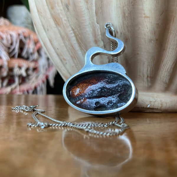 Amber And Silver Necklace