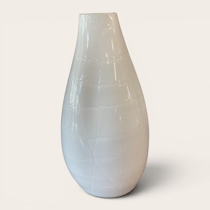 Tall Murano White Glass Vase