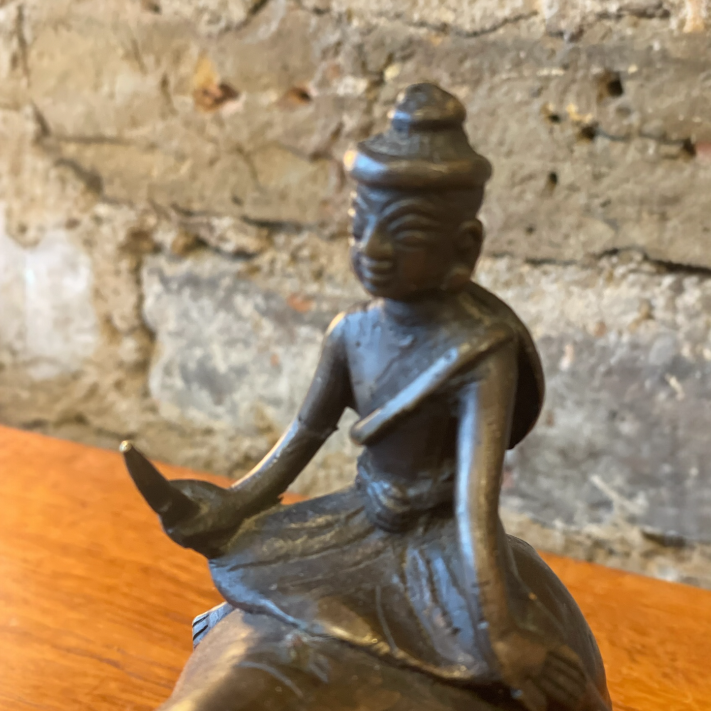 Bronze Sculpture 0f a Buffalo and Boy