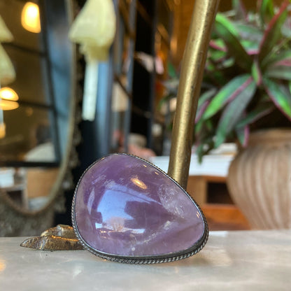 Silver Amethyst Brooch