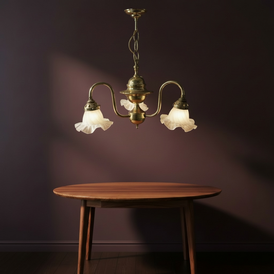 Vintage 3-Arm Brass Chandelier