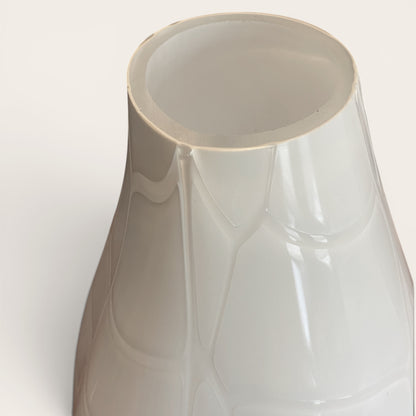 Tall Murano White Glass Vase