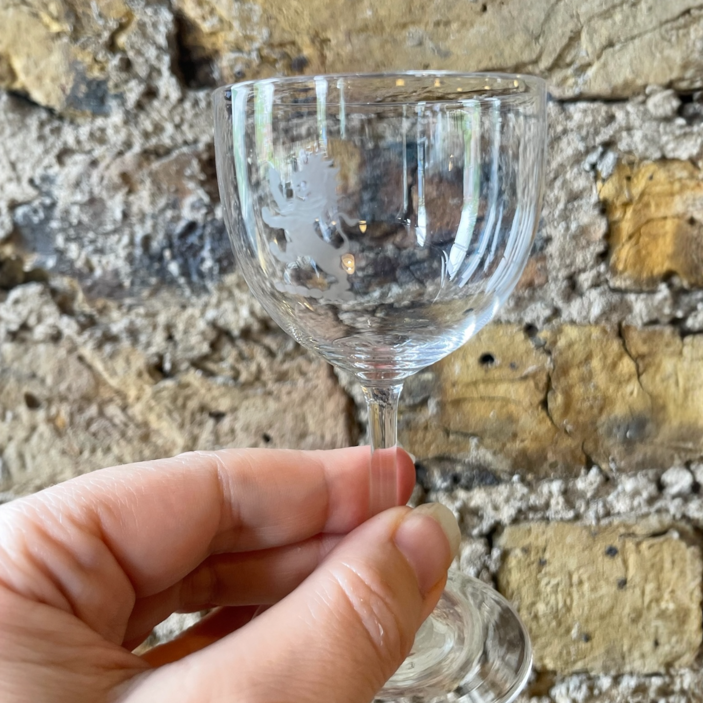 Six Engraved Vintage Glasses