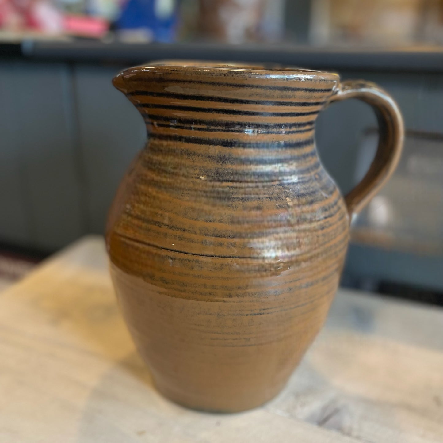 Large Brown Stoneware Jug