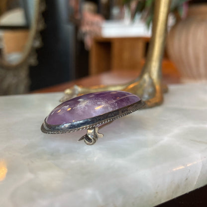 Silver Amethyst Brooch