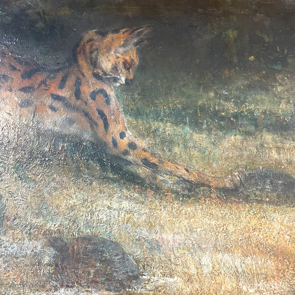 John Macallan Swan R.A. - Serval playing with tortoises