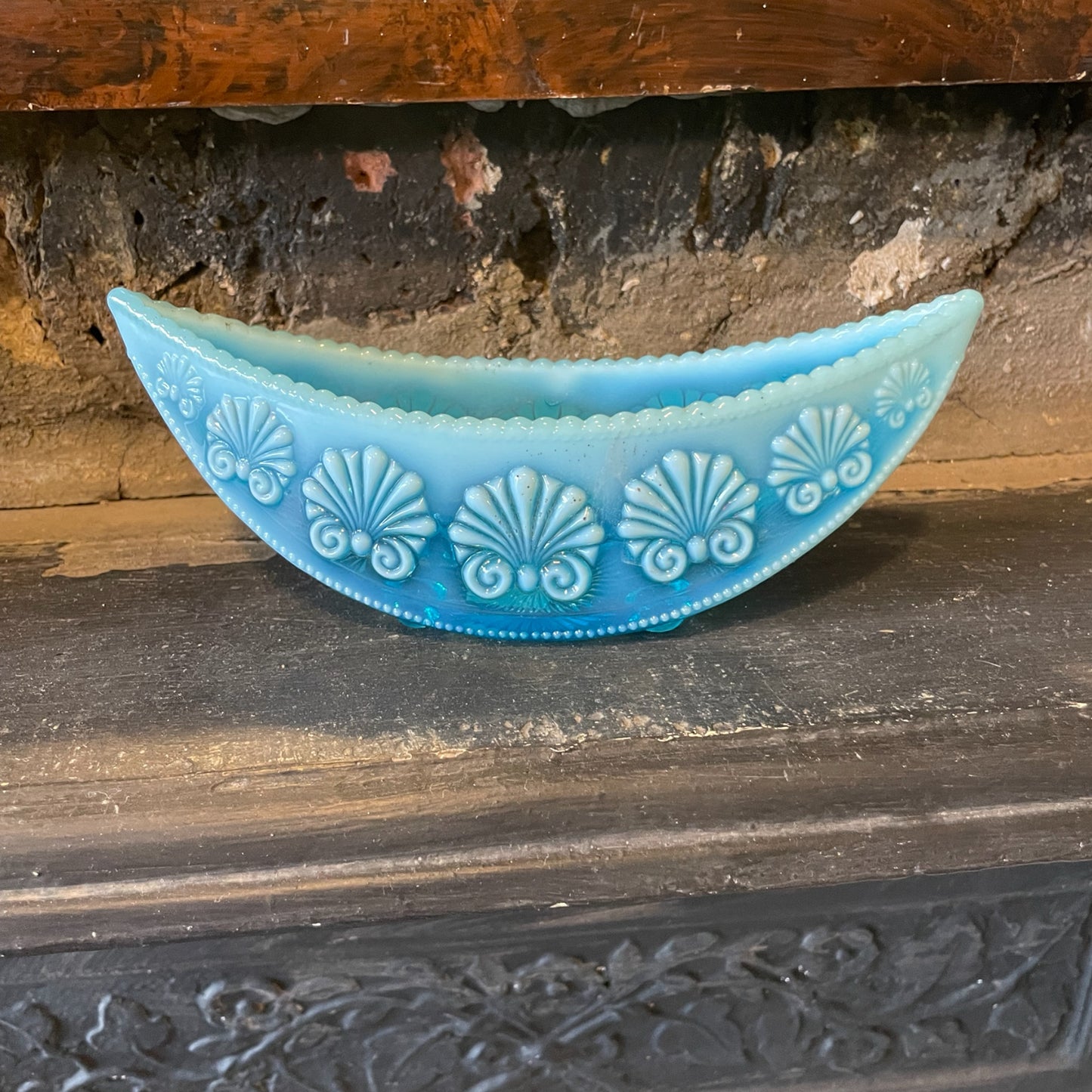 Turquoise Pressed Glass Bowl