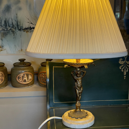 C19th Bronze Cherub Lamp