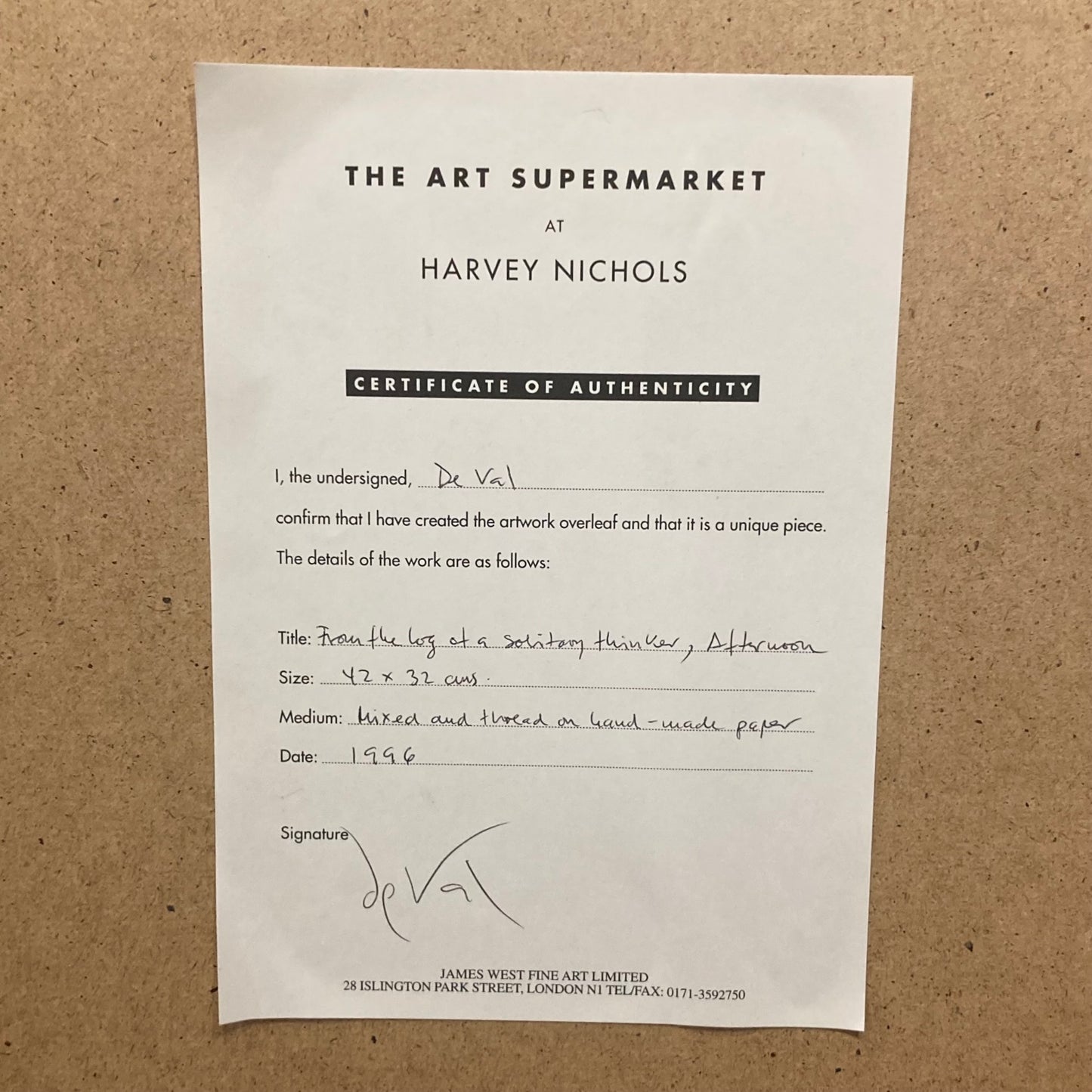 Manuel De Val, From The Log of a Solitary Thinker, Afternoon