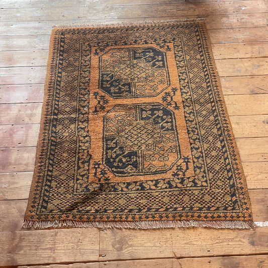 1960s Golden Afghan Rug