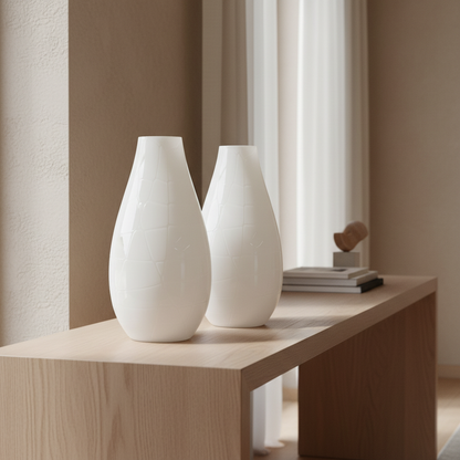 Tall Murano White Glass Vase