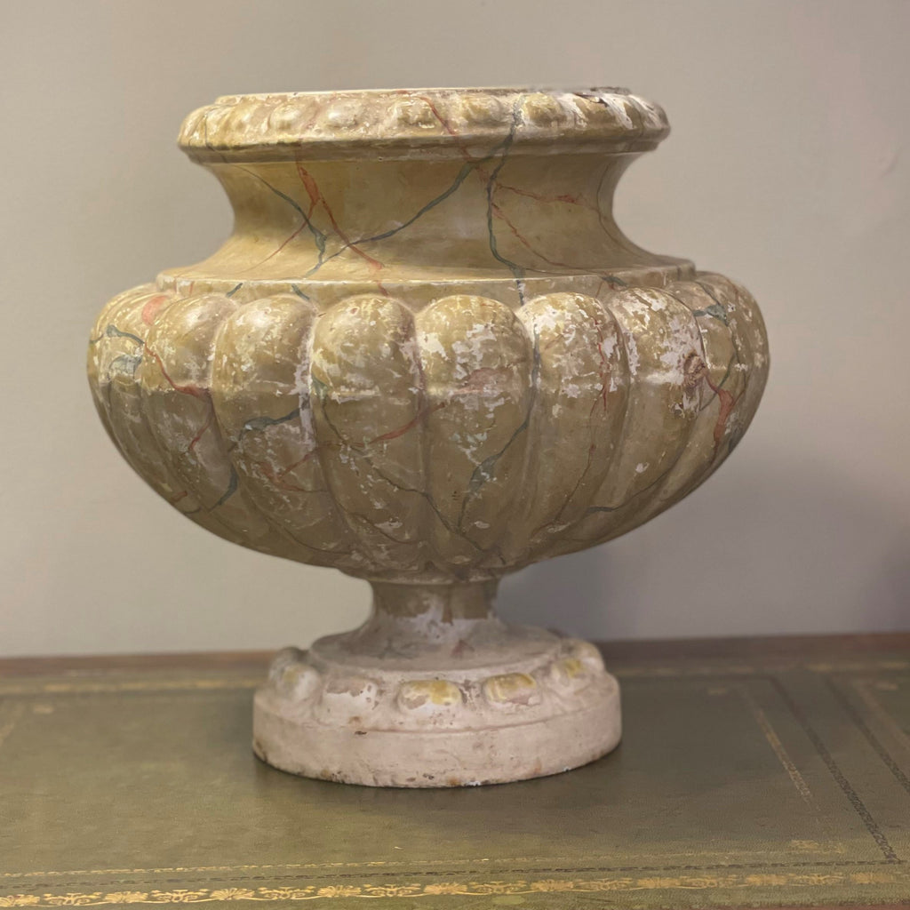 French Cast Iron Painted Urn