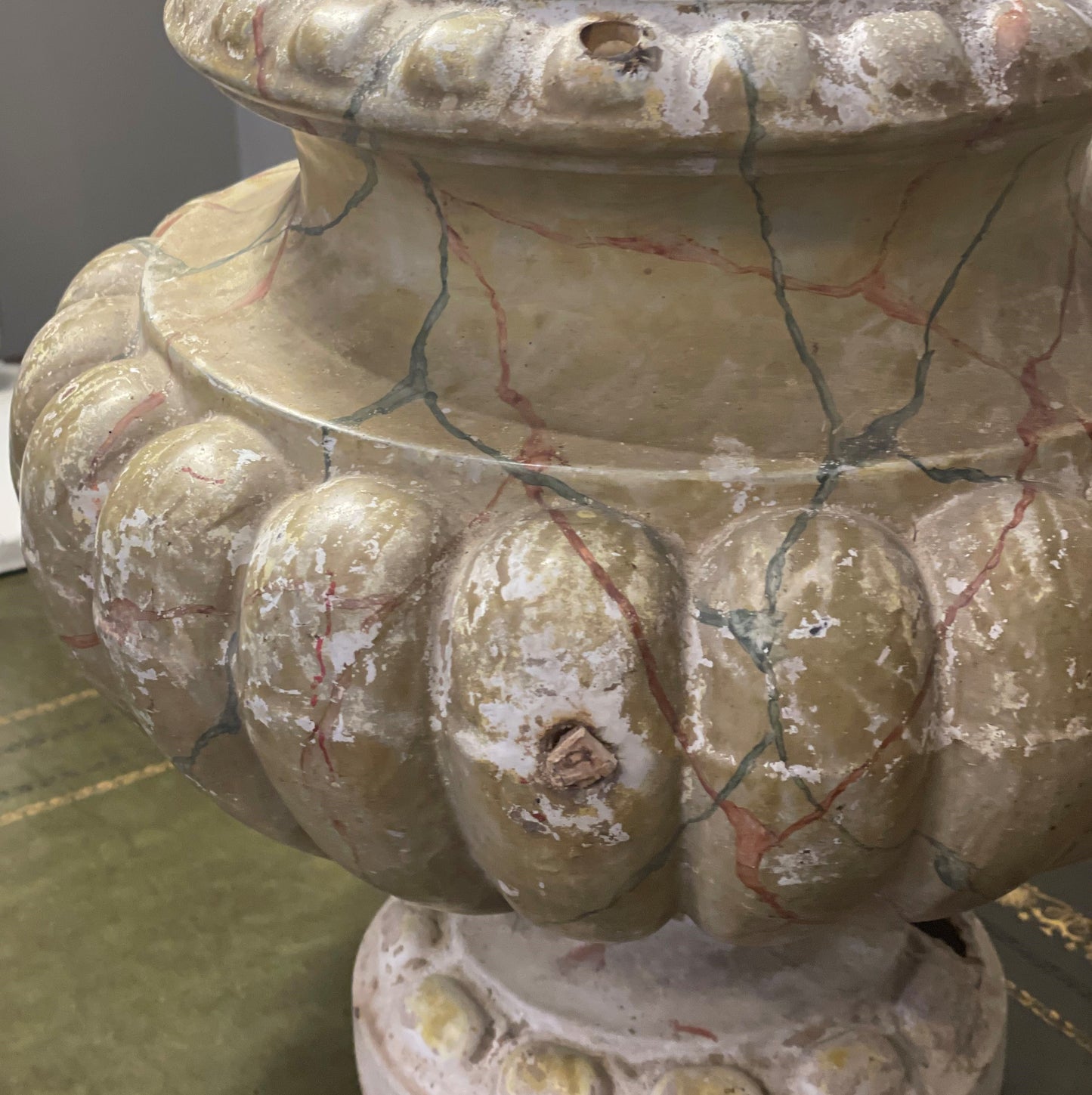 French Cast Iron Painted Urn
