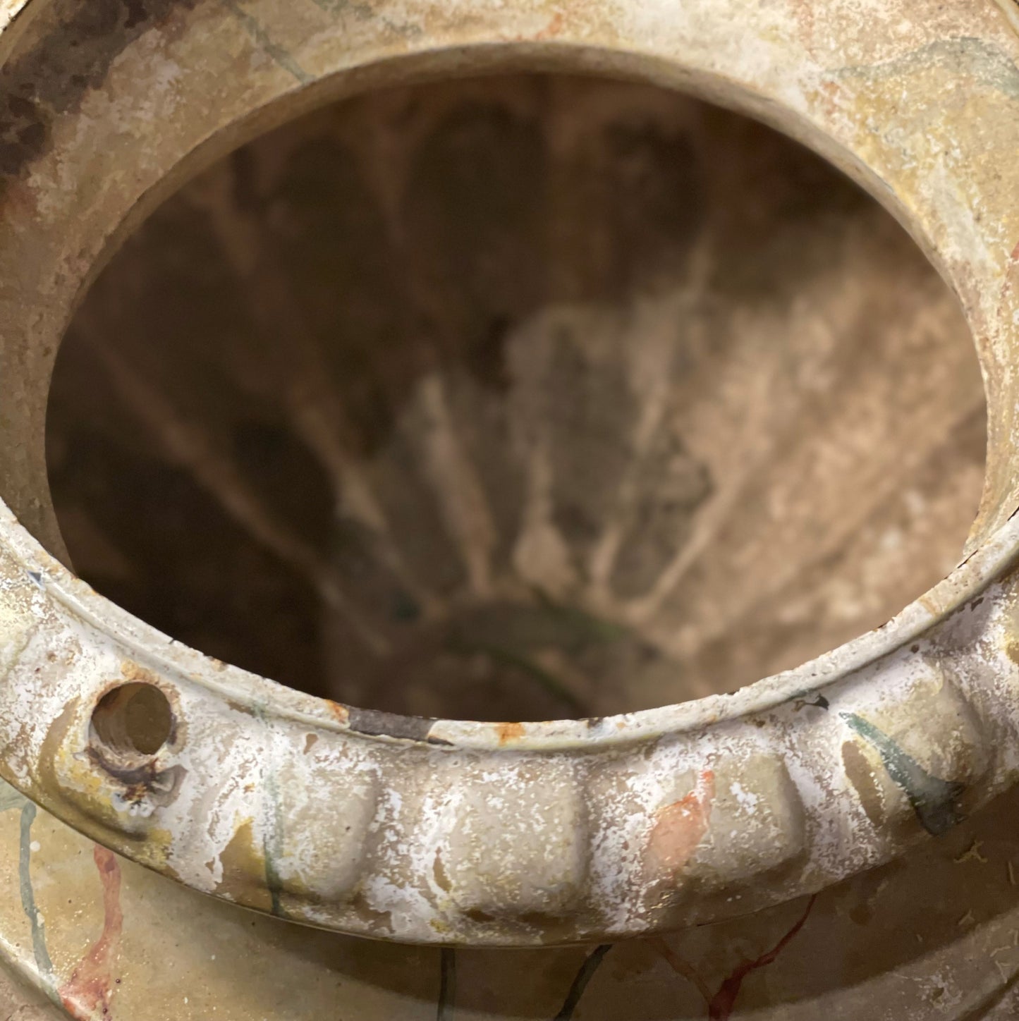 French Cast Iron Painted Urn