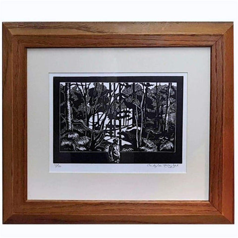 Art - Christopher Hedley-Dent - Walker In The Forest Linocut
