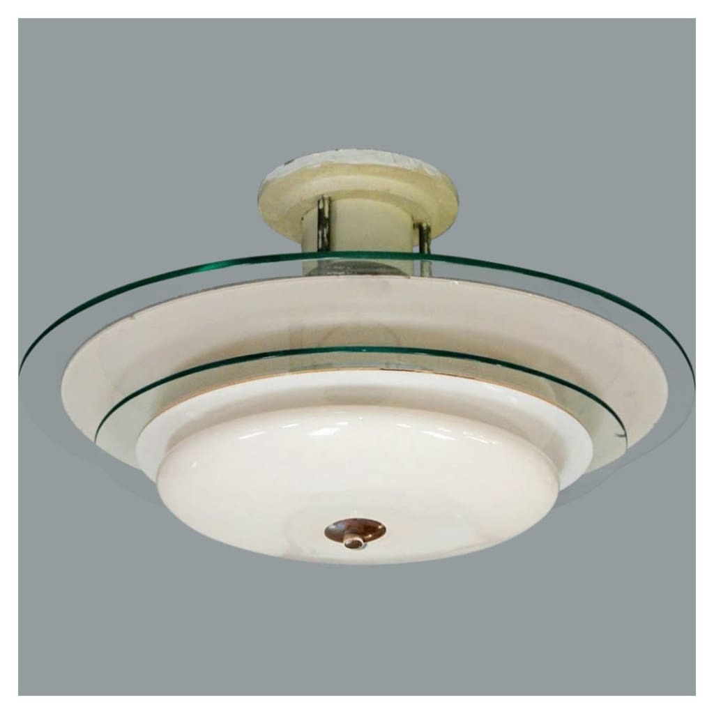 Lighting - Art Deco Opaline Glass Ceiling Light