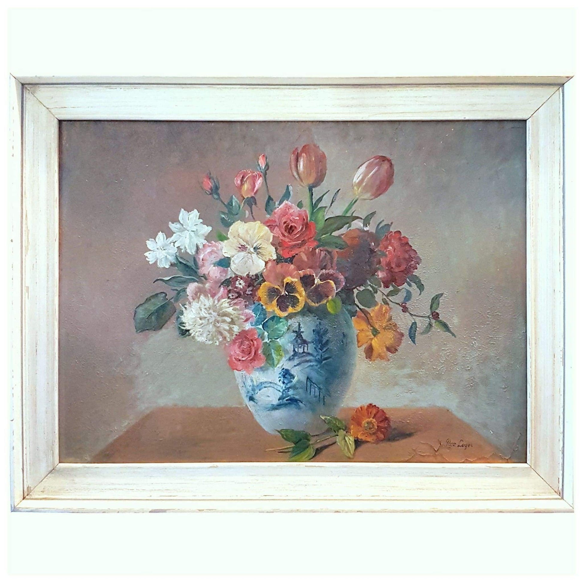 Art - Des Loges,  Flowers In A Ginger Pot