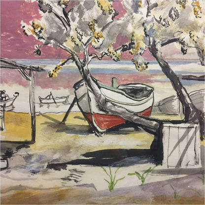 Art - H.S. Bourne, Beach Scene With Boats