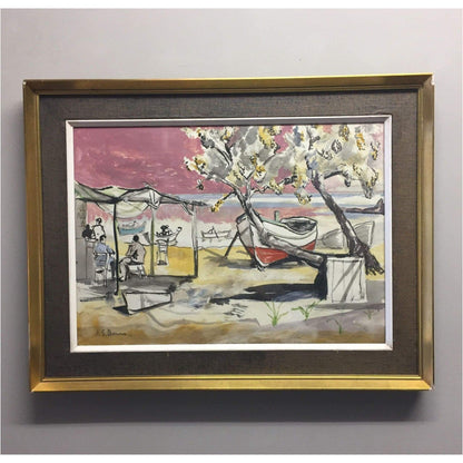 Art - H.S. Bourne, Beach Scene With Boats