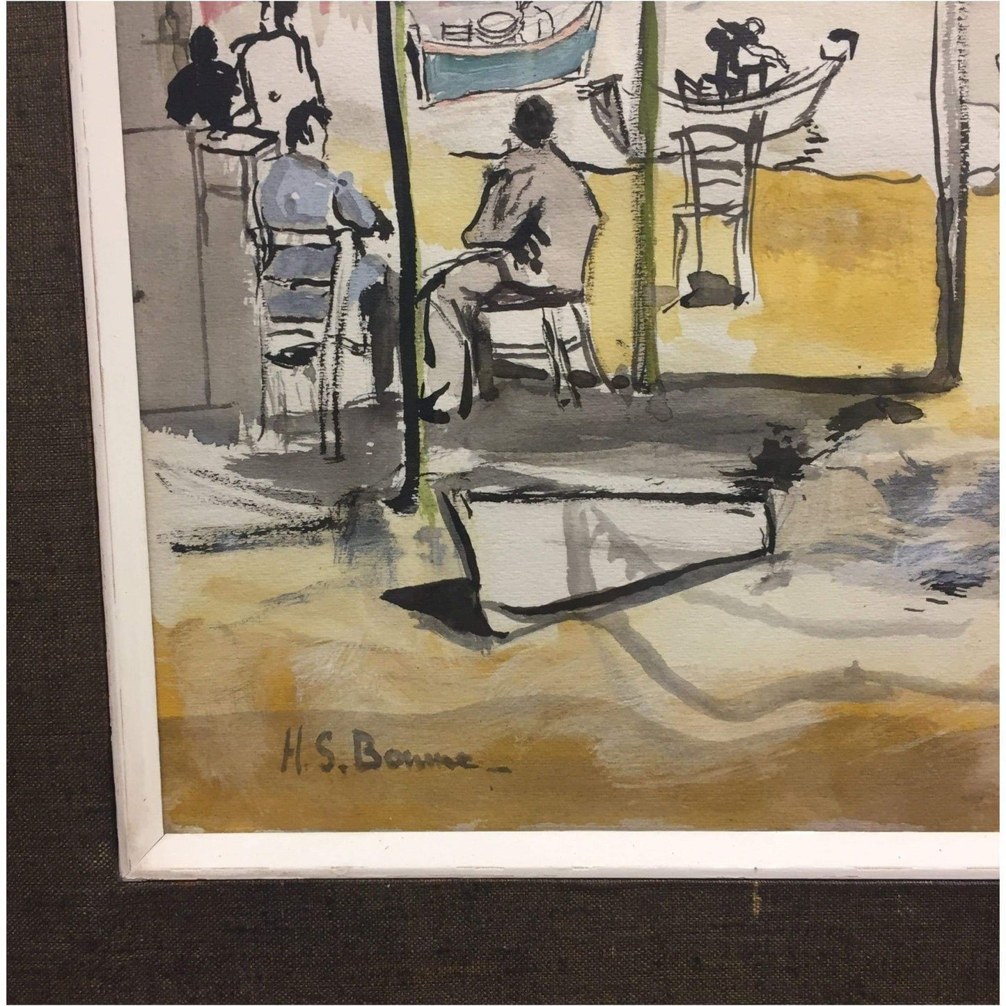 Art - H.S. Bourne, Beach Scene With Boats