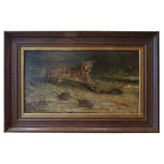 Art - John Macallan Swan R.A. - Serval Playing With Tortoises