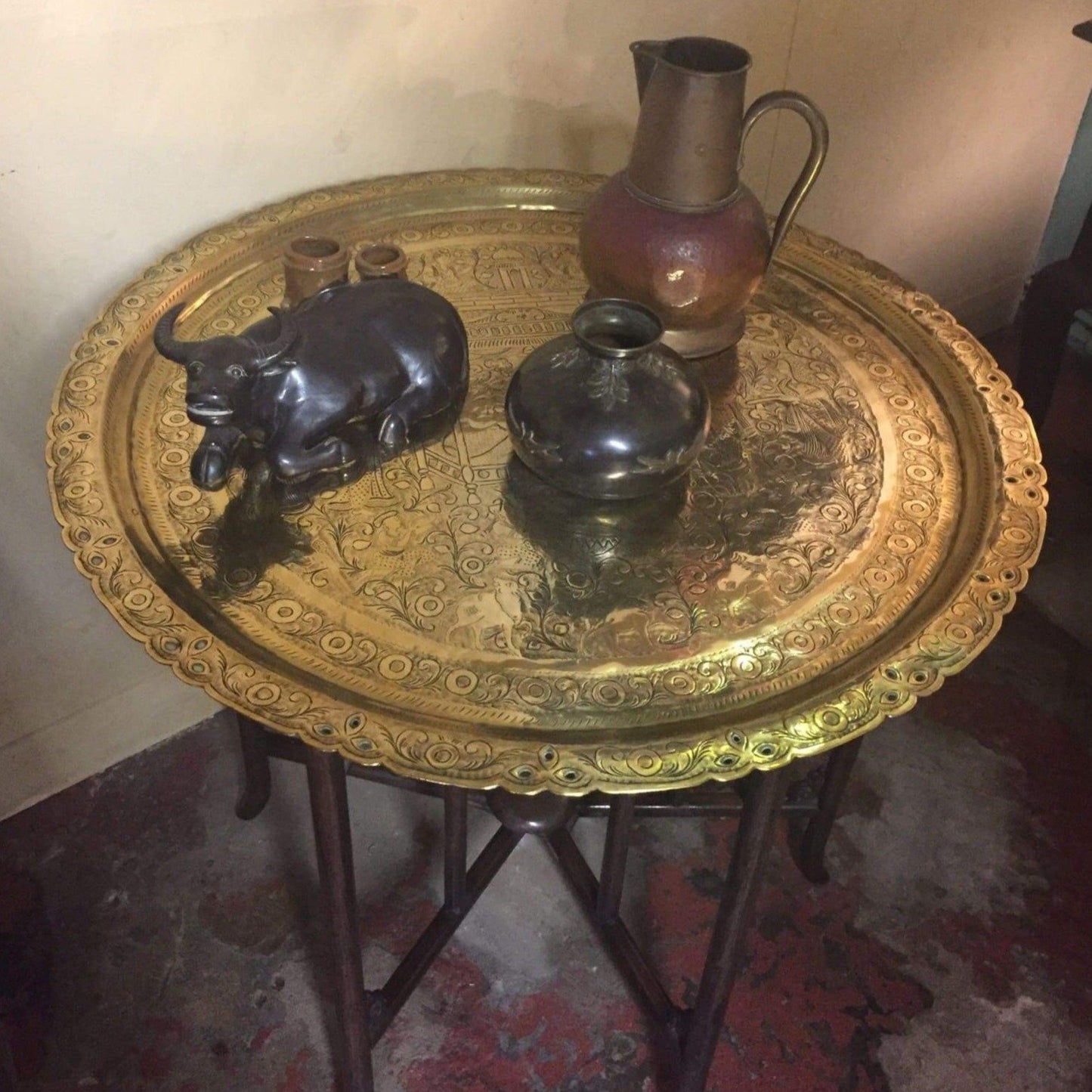 Furniture - Brass Topped Folding Table