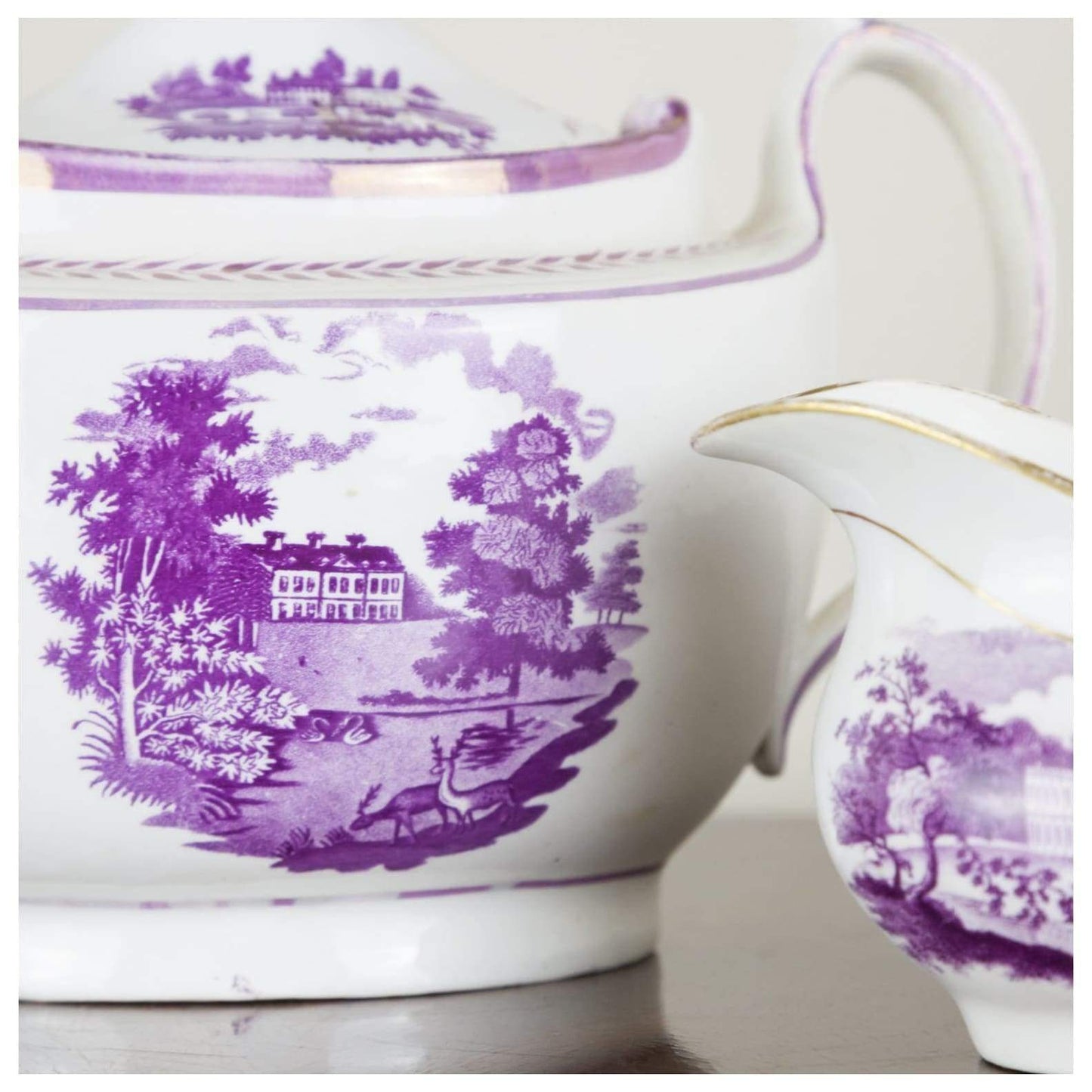 Ceramics - Hilditch Pottery Pink Lustre Teapot & Milk Jug