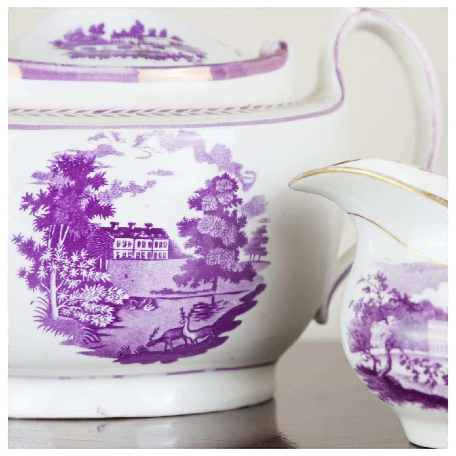 Ceramics - Hilditch Pottery Pink Lustre Teapot & Milk Jug