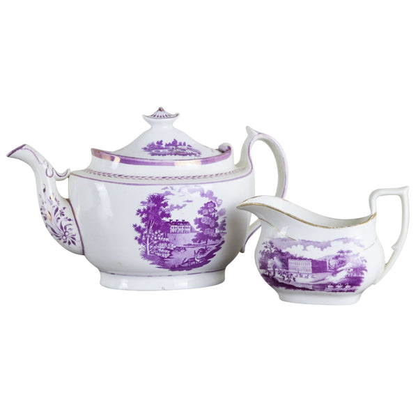 Ceramics - Hilditch Pottery Pink Lustre Teapot & Milk Jug