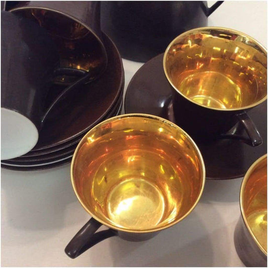 Ceramics - Limoges Art Deco Gold Coffee Cups