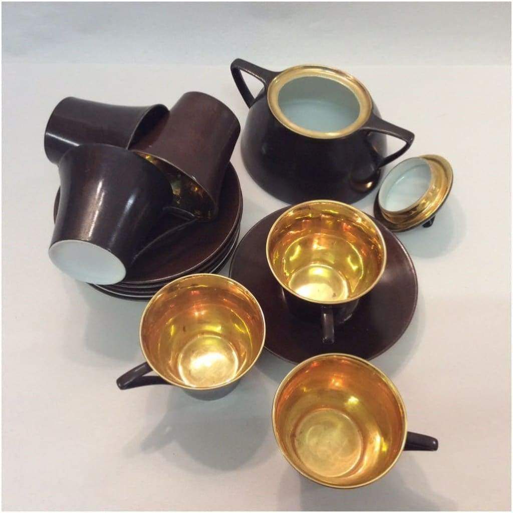 Ceramics - Limoges Art Deco Gold Coffee Cups