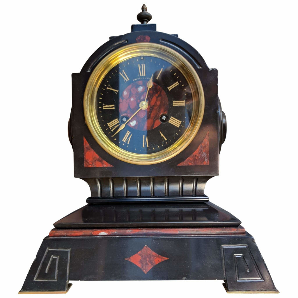Clocks - Late Victorian Black Slate And Marble Clock