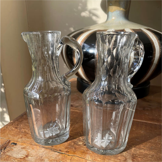 Cut Glass Small Water Jugs - Glass